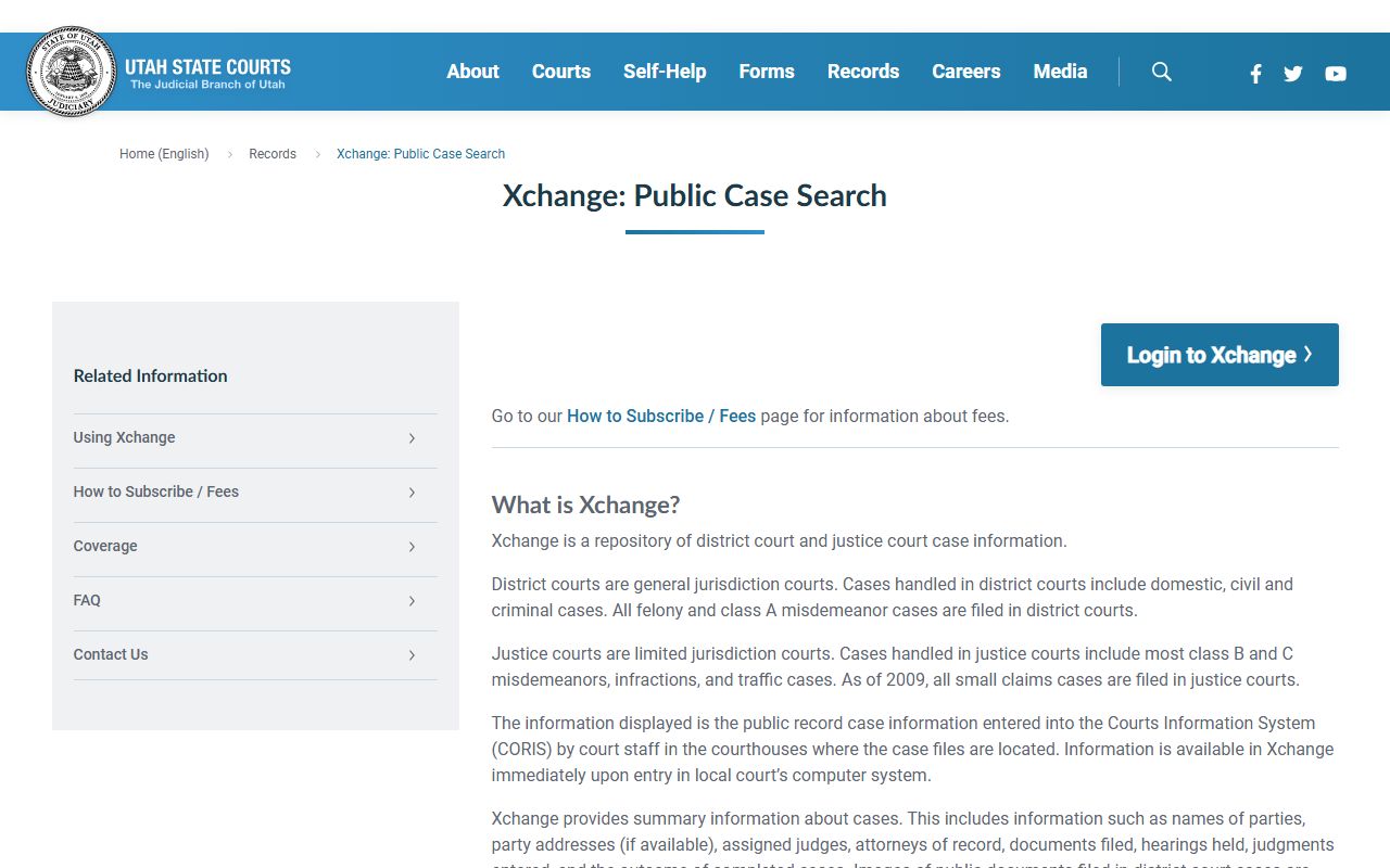 Utah Courts Xchange page for Juab County court records after jail arrest
